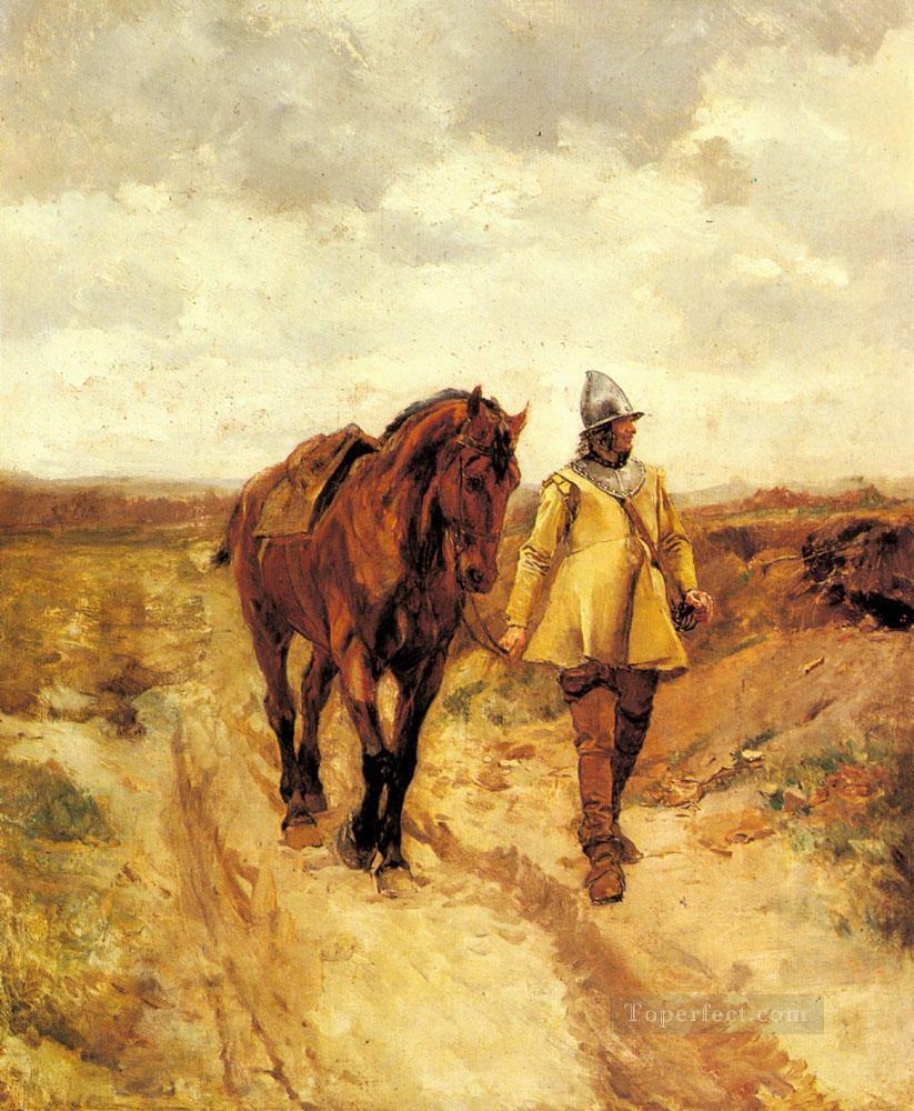 A Man of Arms and His Horse Oil Paintings